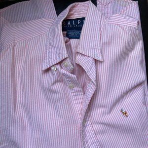 Ladies Light Pink Stripe Button-Down